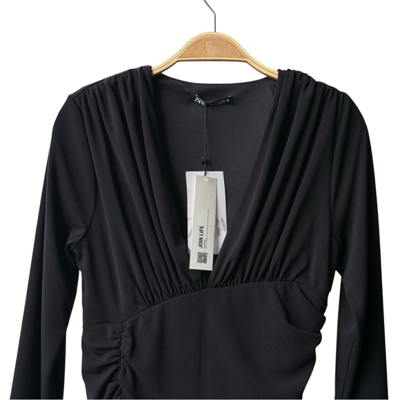 ZARA Black Ruched Dress - Picture 2 of 9
